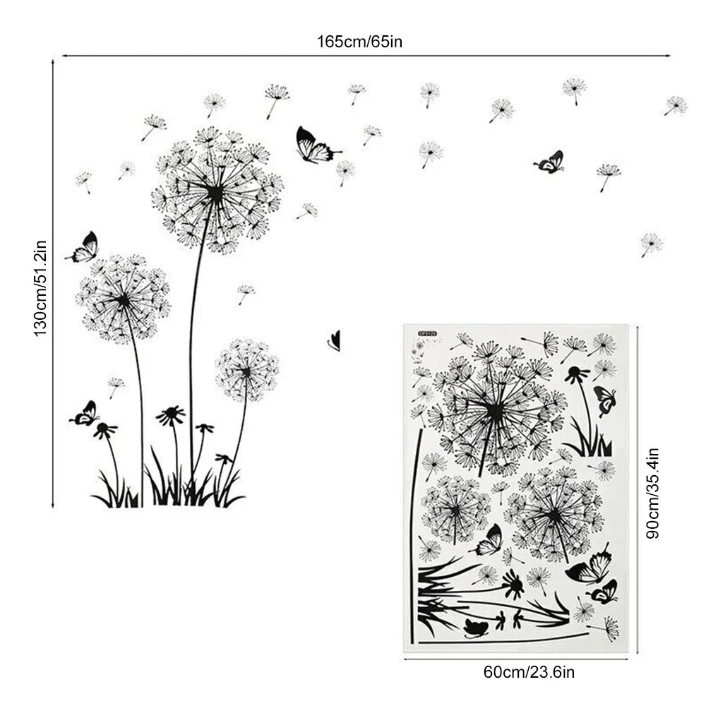 Black Dandelion Wall Sticker – Modern DIY Home Decor for Living Room & Bedroom 🌿✨