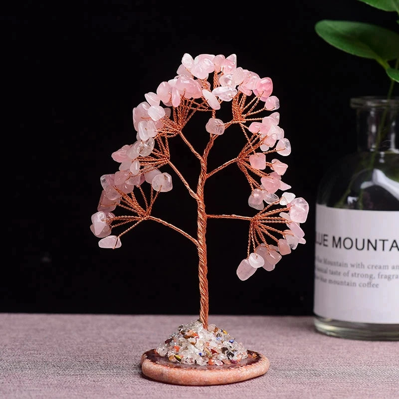 Super Mini Crystal Money Tree with Agate Slice Base – Feng Shui Healing Gemstone Tree for Home Decor 🌳💎