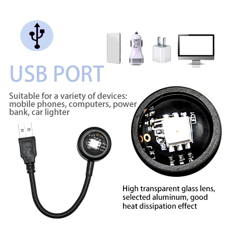 🌅 USB LED Sunset Lamp - LED Rainbow Neon Night Light Projector for Bedroom, Living Room & Photography