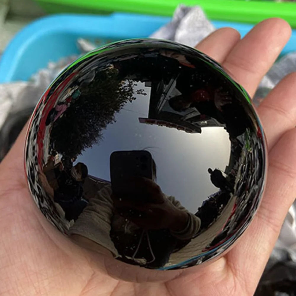 Natural Black Obsidian Sphere – Healing Crystal & Feng Shui Magic Ball 🖤✨