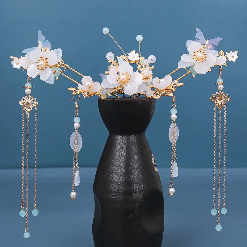 Chinese Hanfu Hair Accessories Set – Elegant Bridal & Retro Wedding Headdress 💖✨