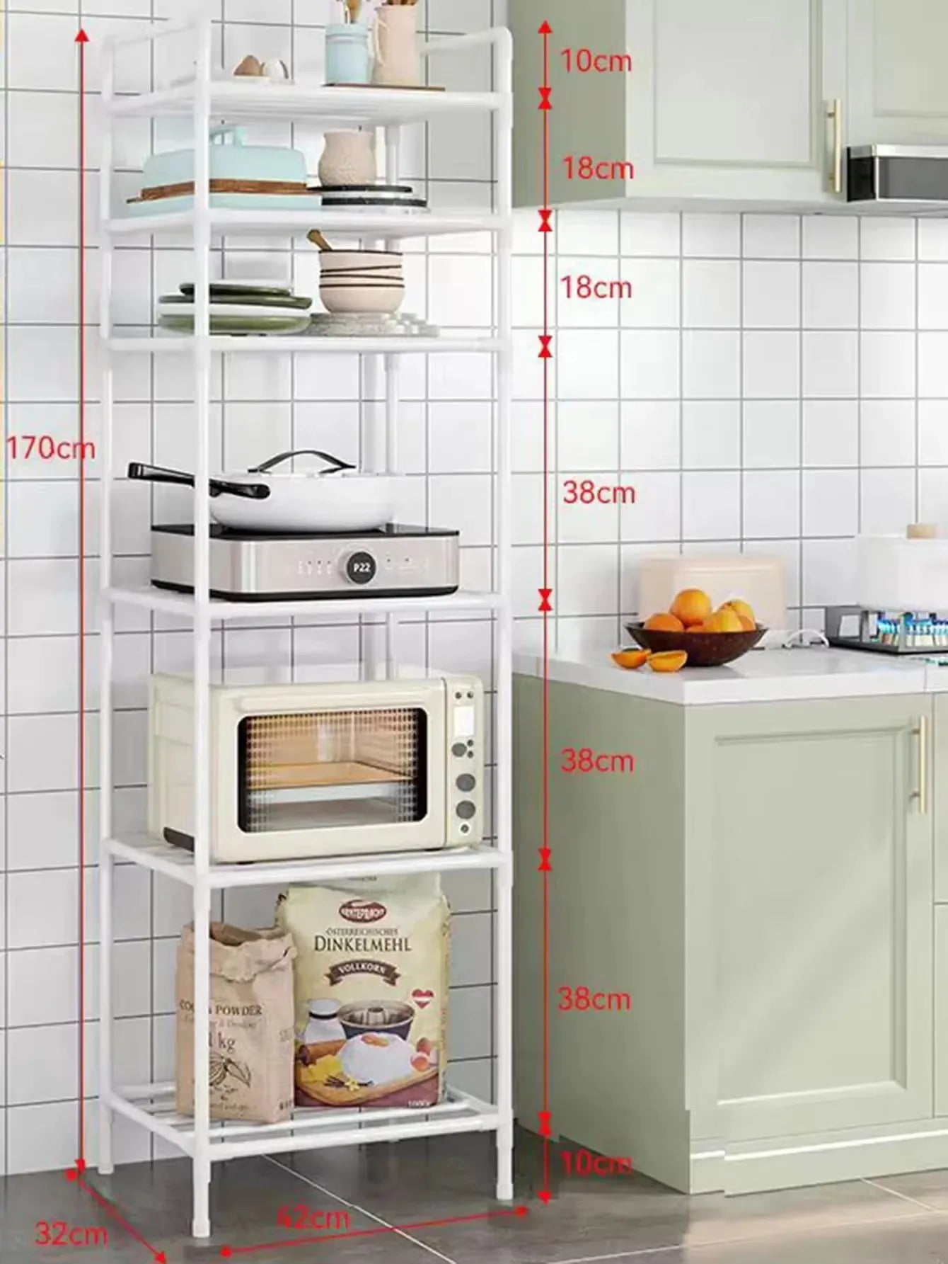 3/4/5/6Layers Kitchen Storage Rack Movable Household Trolley Organizer Floor-Standing Microwave Stove Racks Bathroom Shelves