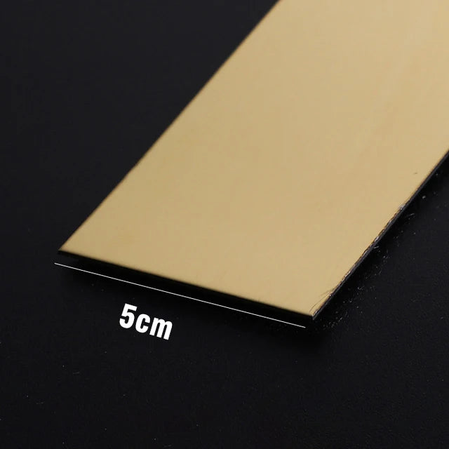 Gold Stainless Steel Wall Sticker Strip – Self-Adhesive Metal Trim for Home & Tile Decoration