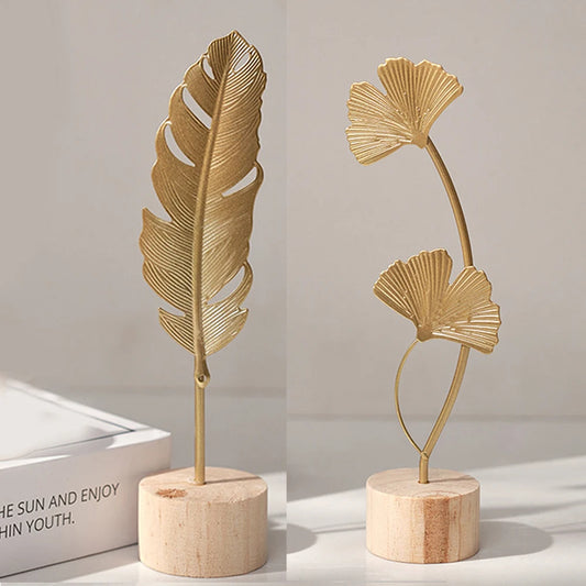 ✨ Nordic Gold Ginkgo Leaf Sculpture – Elegant Luxury Decor for Home & Office