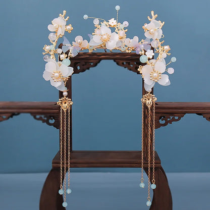 Chinese Hanfu Hair Accessories Set – Elegant Bridal & Retro Wedding Headdress 💖✨
