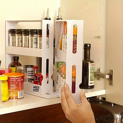 90° Swivel 2-Tier Spice Storage Rack – Space-Saving &amp; Multi-Functional Organizer