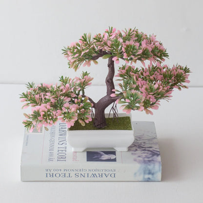 Artificial Plant Bonsai Plastic Small Tree Pot Fake Plant Flower Potted Ornaments for Home Room Table Garden Hotel Decoration