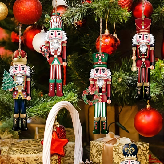 🎄 12pcs Christmas Nutcracker Wooden Ornaments – Classic Xmas Tree Decor (2025 New Year Edition)
