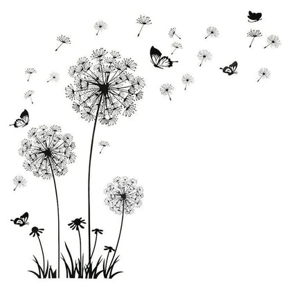 Black Dandelion Wall Sticker – Modern DIY Home Decor for Living Room & Bedroom 🌿✨