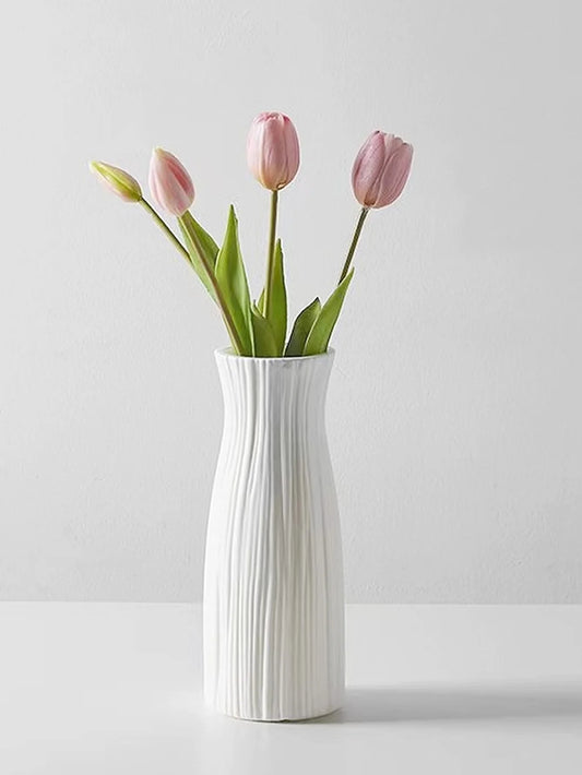 🌿 Modern Nordic White Flower Vase – Elegant Home Décor Accent