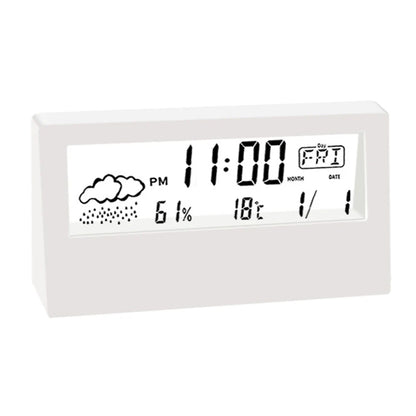 Thermo-Hygrometer Clock – Creative Weather Display Alarm Clock for Bedroom & Living Room
