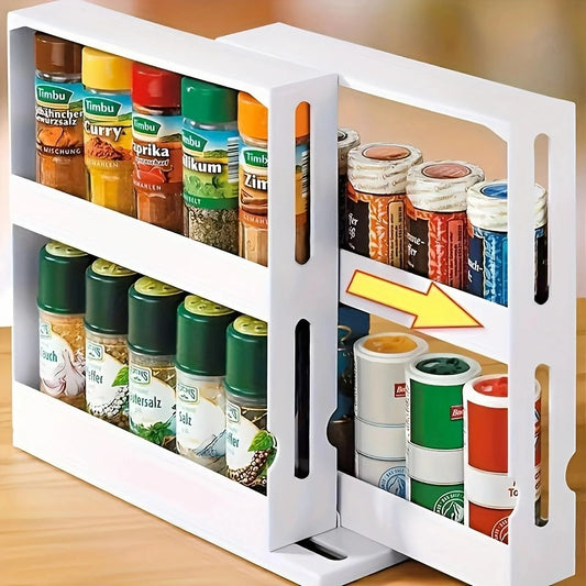 90° Swivel 2-Tier Spice Storage Rack – Space-Saving &amp; Multi-Functional Organizer