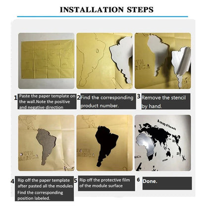 3D Acrylic World Map Wall Sticker – Modern Mirror Wall Art for Home & Office Decor 🌍✨