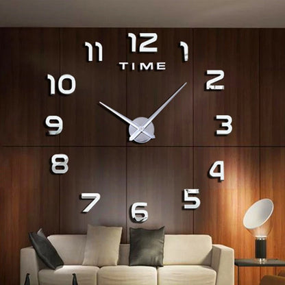 Fashion Modern 3D DIY Wall Clock – Stylish Acrylic Mirror Decor
