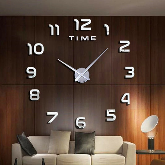 Fashion Modern 3D DIY Wall Clock – Stylish Acrylic Mirror Decor
