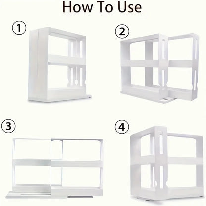 2-Layer Rotating Spice Storage Rack – Space-Saving Kitchen Organizer