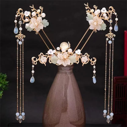 Chinese Hanfu Hair Accessories Set – Elegant Bridal & Retro Wedding Headdress 💖✨