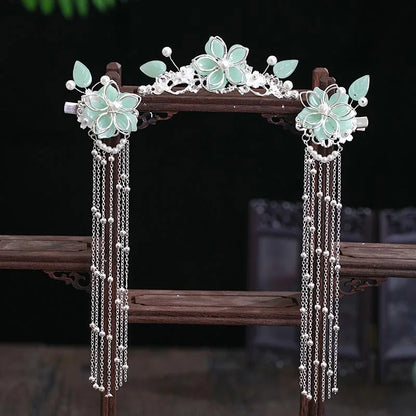 Chinese Hanfu Hair Accessories Set – Elegant Bridal & Retro Wedding Headdress 💖✨