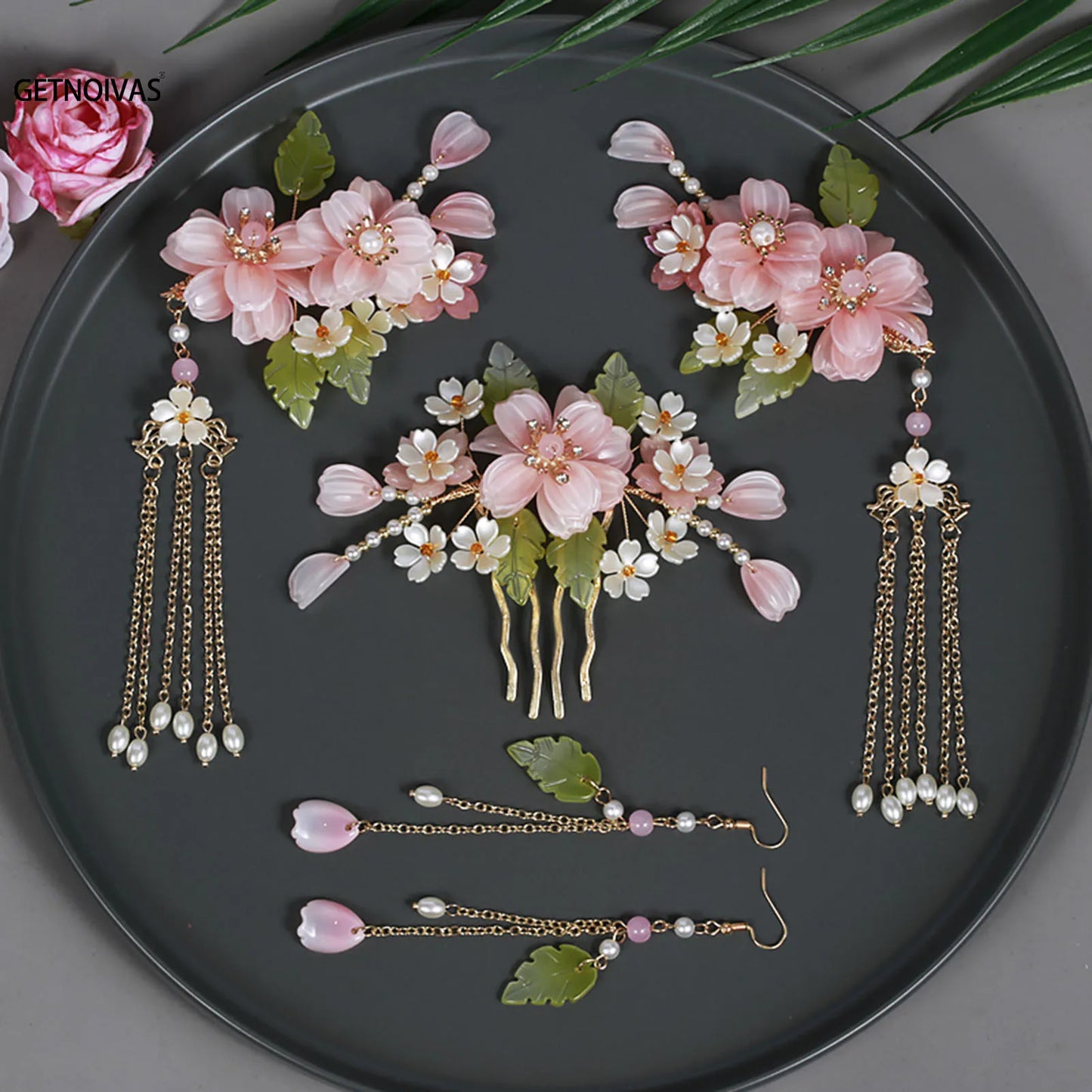 Chinese Hanfu Hair Accessories Set – Elegant Bridal & Retro Wedding Headdress 💖✨