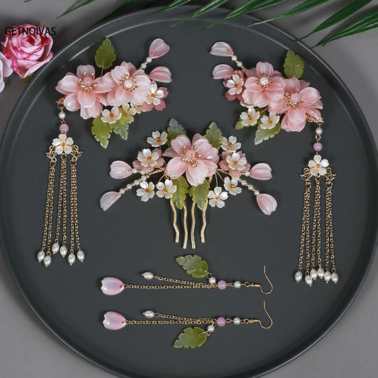 Chinese Hanfu Hair Accessories Set – Elegant Bridal & Retro Wedding Headdress 💖✨