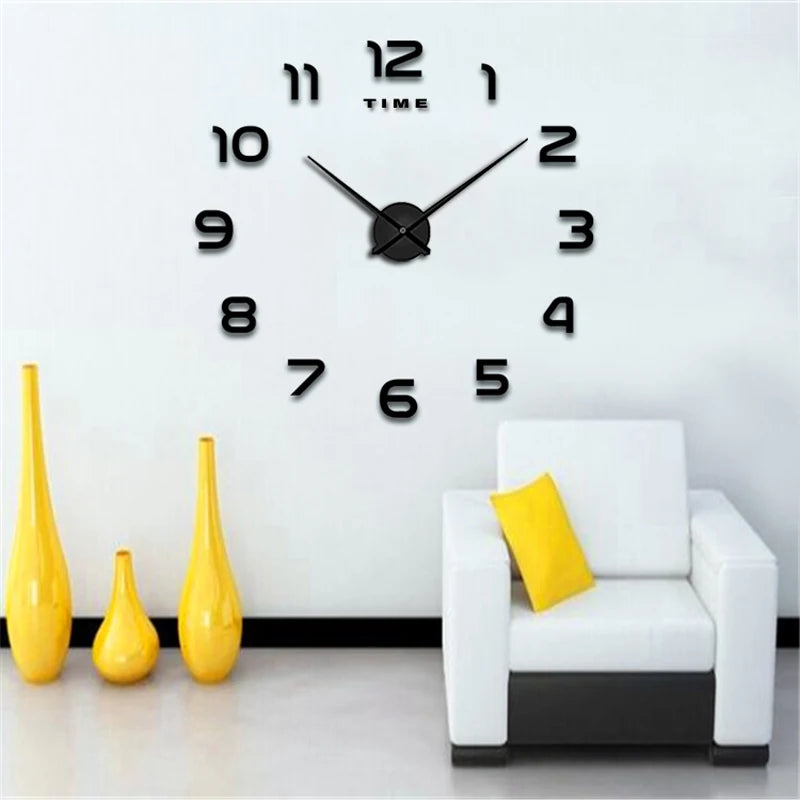 Fashion Modern 3D DIY Wall Clock – Stylish Acrylic Mirror Decor