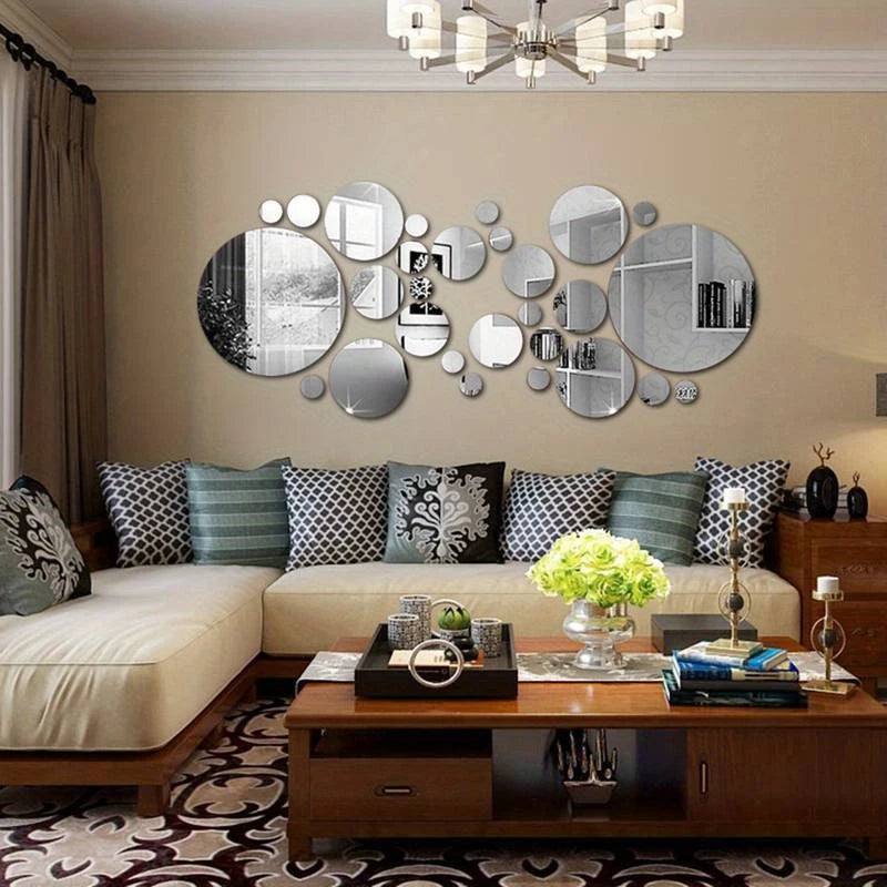 ✨ 26 PCs 3D Acrylic Mirror Wall Stickers – DIY Home Decor for Living &amp; Bedroom