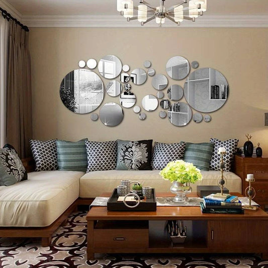 ✨ 26 PCs 3D Acrylic Mirror Wall Stickers – DIY Home Decor for Living &amp; Bedroom