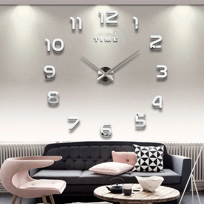 Fashion Modern 3D DIY Wall Clock – Stylish Acrylic Mirror Decor