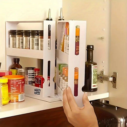 2-Layer Rotating Spice Storage Rack – Space-Saving Kitchen Organizer
