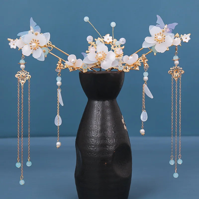 Chinese Hanfu Hair Accessories Set – Elegant Bridal & Retro Wedding Headdress 💖✨