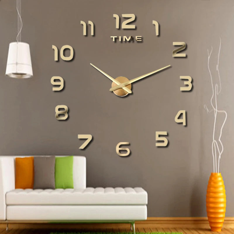Fashion Modern 3D DIY Wall Clock – Stylish Acrylic Mirror Decor