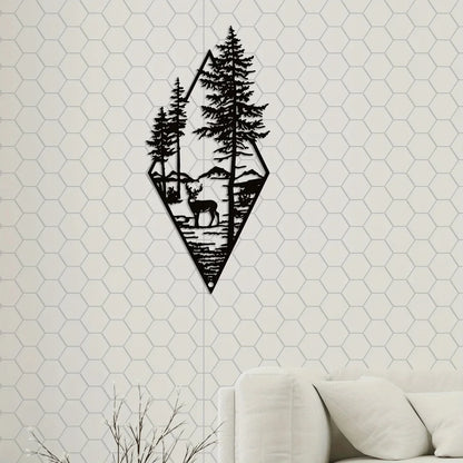 Landscape Metal Wall Art – Deer & Nature Scene Home Decor Ornament