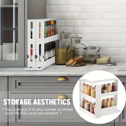 2-Layer Rotating Spice Storage Rack – Space-Saving Kitchen Organizer