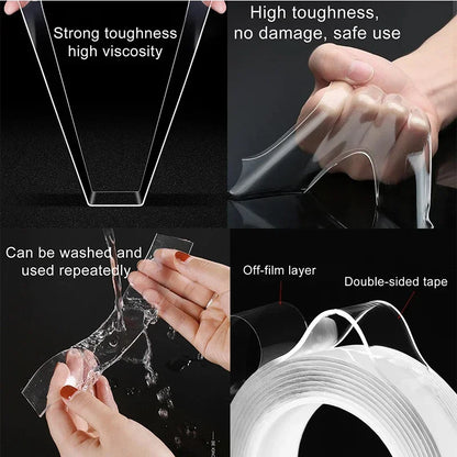 Double-Sided Nano Tape – Transparent, Waterproof &amp; Reusable Wall Stickers