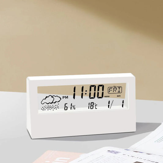 Thermo-Hygrometer Clock – Creative Weather Display Alarm Clock for Bedroom & Living Room