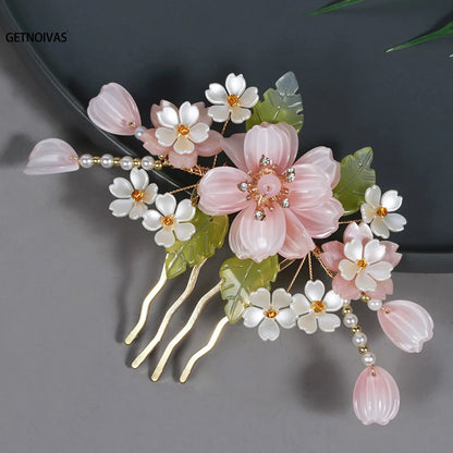 Chinese Hanfu Hair Accessories Set – Elegant Bridal & Retro Wedding Headdress 💖✨