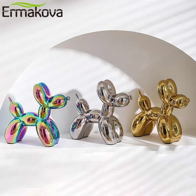 ERMAKOVA Creative Balloon Dog Ceramic Sculpture – Abstract Home Office Décor & Gift 🐶🎈