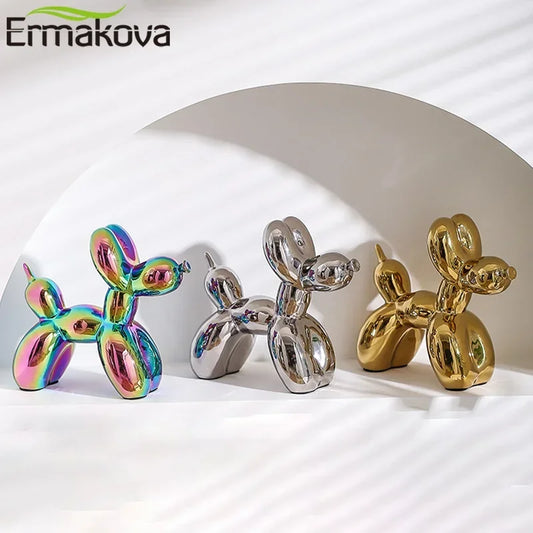 ERMAKOVA Creative Balloon Dog Ceramic Sculpture – Abstract Home Office Décor & Gift 🐶🎈