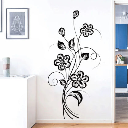 1PC Black Flower Wall Sticker – Waterproof Self-Adhesive Decor for Home & Living Spaces 🌿✨