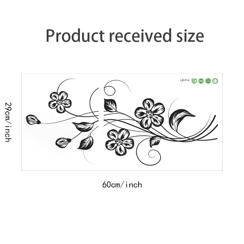 1PC Black Flower Wall Sticker – Waterproof Self-Adhesive Decor for Home & Living Spaces 🌿✨