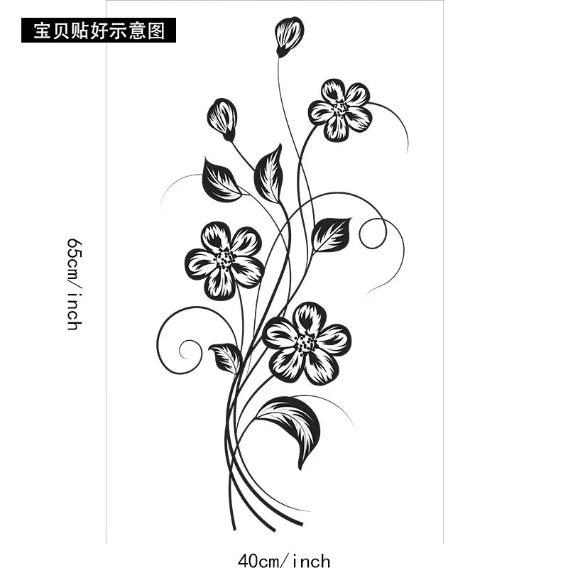1PC Black Flower Wall Sticker – Waterproof Self-Adhesive Decor for Home & Living Spaces 🌿✨
