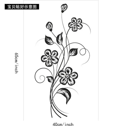 1PC Black Flower Wall Sticker – Waterproof Self-Adhesive Decor for Home & Living Spaces 🌿✨