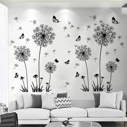 Black Dandelion Wall Sticker – Modern DIY Home Decor for Living Room & Bedroom 🌿✨