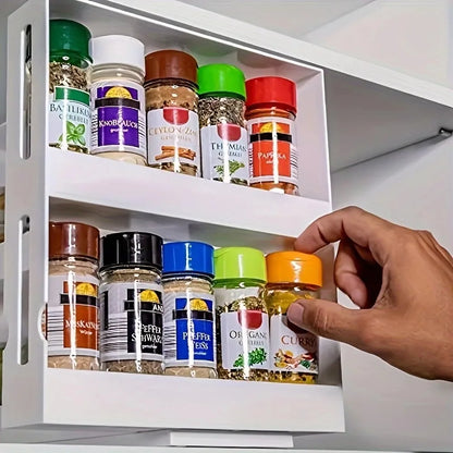2-Layer Rotating Spice Storage Rack – Space-Saving Kitchen Organizer