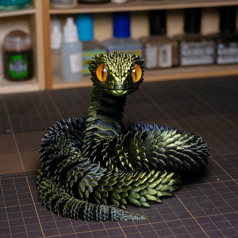 🐍 3D Printed Articulated Snake – Realistic Flexible Toy & Home Decor