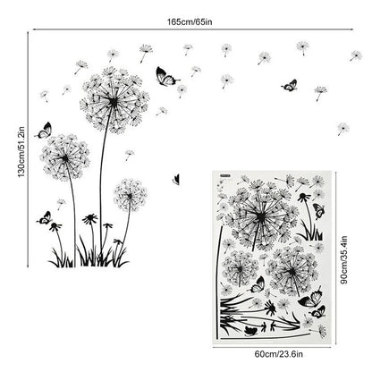 Black Dandelion Wall Sticker – Modern DIY Home Decor for Living Room & Bedroom 🌿✨