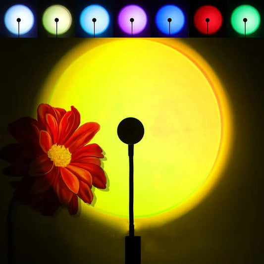 🌅 USB LED Sunset Lamp - LED Rainbow Neon Night Light Projector for Bedroom, Living Room & Photography