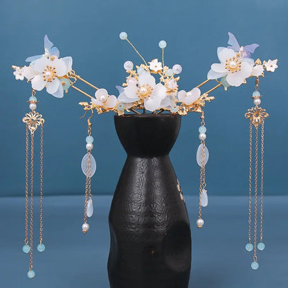 Chinese Hanfu Hair Accessories Set – Elegant Bridal & Retro Wedding Headdress 💖✨
