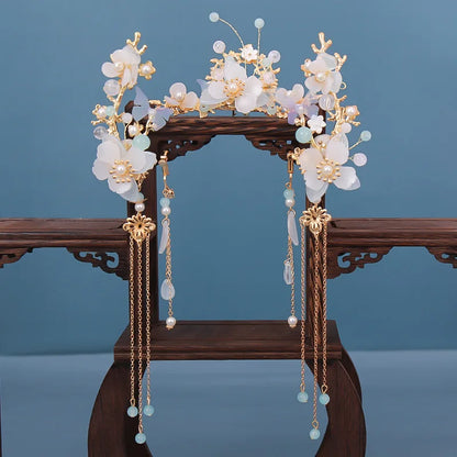 Chinese Hanfu Hair Accessories Set – Elegant Bridal & Retro Wedding Headdress 💖✨