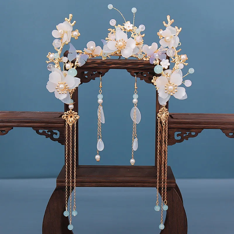 Chinese Hanfu Hair Accessories Set – Elegant Bridal & Retro Wedding Headdress 💖✨